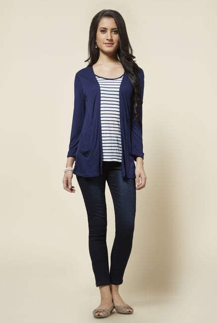 Zudio Navy Bonie Striped Top Zudio Navy Bonie Striped Top
