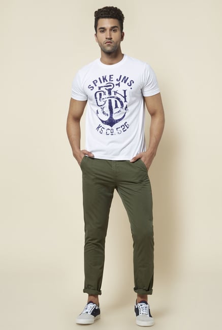 Zudio White Anchor Print T Shirt Zudio White Anchor Print T Shirt