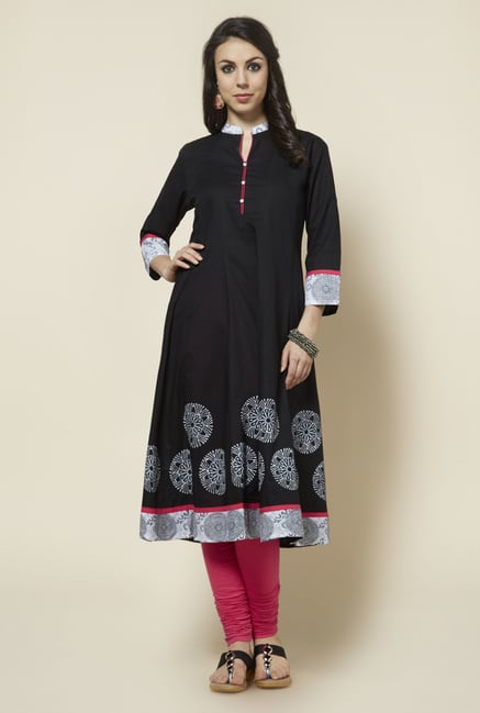 Zudio Black Solid Anarkali Kurta Zudio Black Solid Anarkali Kurta
