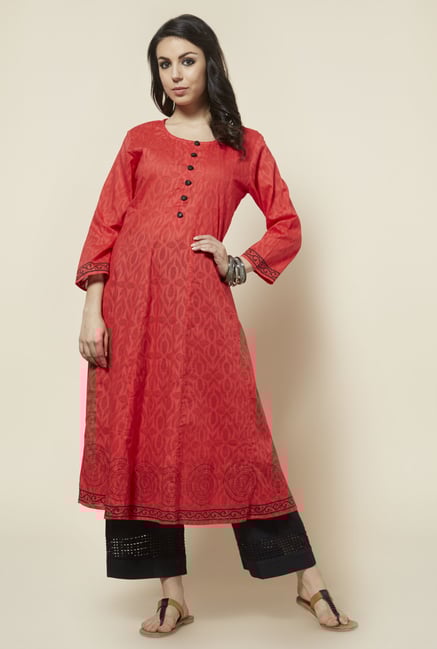 Zudio Red Printed Anarkali Kurta Zudio Red Printed Anarkali Kurta