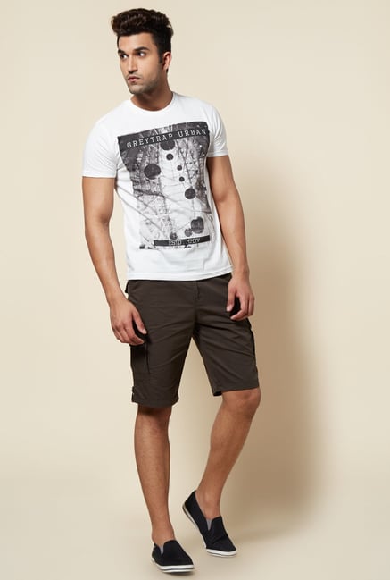 Zudio Olive Solid Cargo Shorts Zudio Olive Solid Cargo Shorts