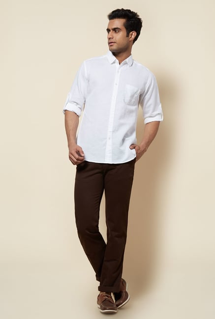Zudio White Solid Shirt Zudio White Solid Shirt