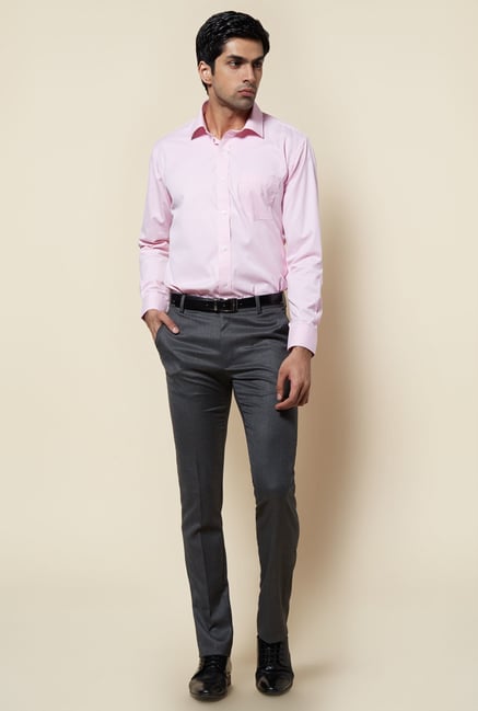 Zudio Grey Solid Flat Front Trouser Zudio Grey Solid Flat Front Trouser