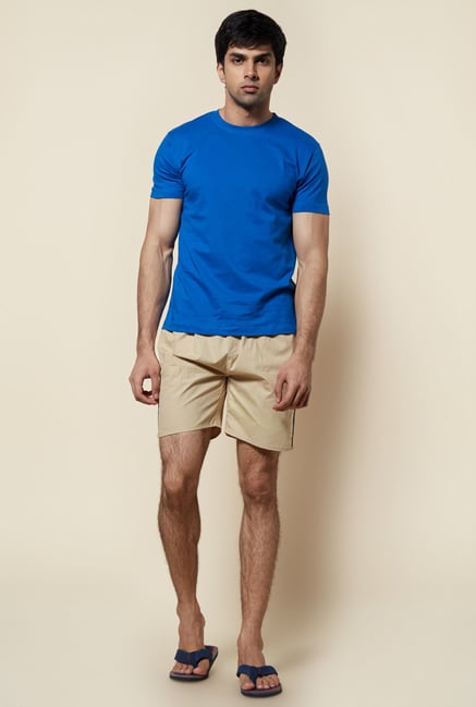 Zudio Beige Solid Elasticated Shorts Zudio Beige Solid Elasticated Shorts