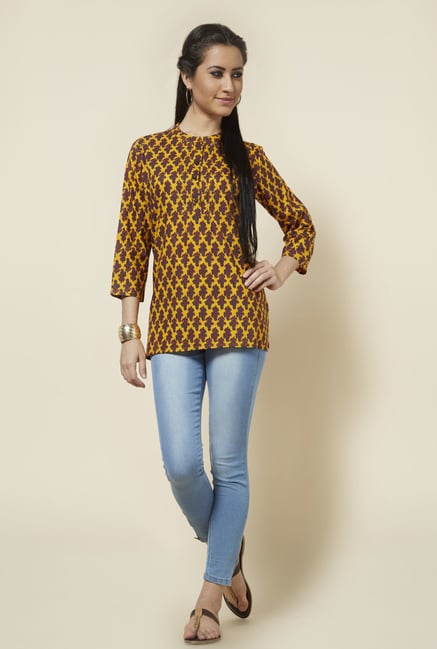 Zudio Mustard Printed Kurti Zudio Mustard Printed Kurti