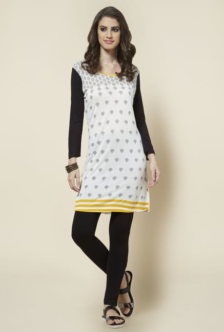Zudio Off White Printed Kurta Zudio Off White Printed Kurta