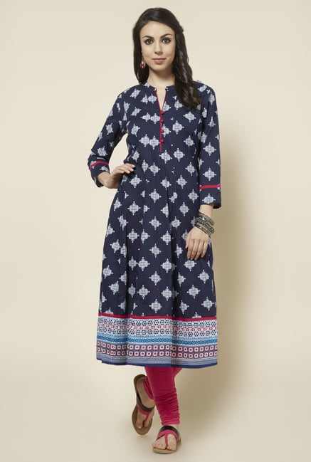 Zudio Blue Printed Anarkali Kurta Zudio Blue Printed Anarkali Kurta