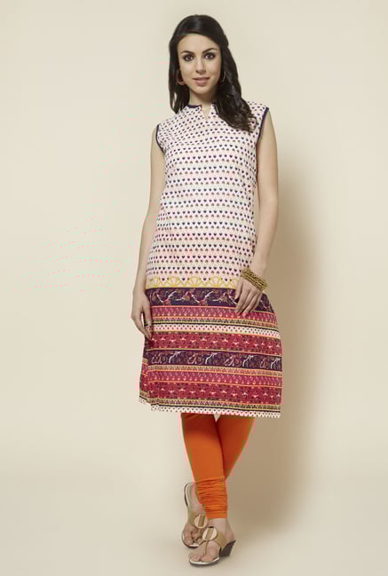 Zudio Red Sleeveless Printed Kurta Zudio Red Sleeveless Printed Kurta