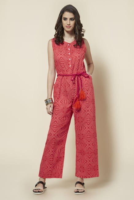 Zudio Pink Block Printed Jumpsuit Zudio Pink Block Printed Jumpsuit