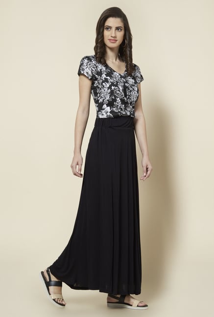 Zudio Black Solid Maxi Skirt Zudio Black Solid Maxi Skirt