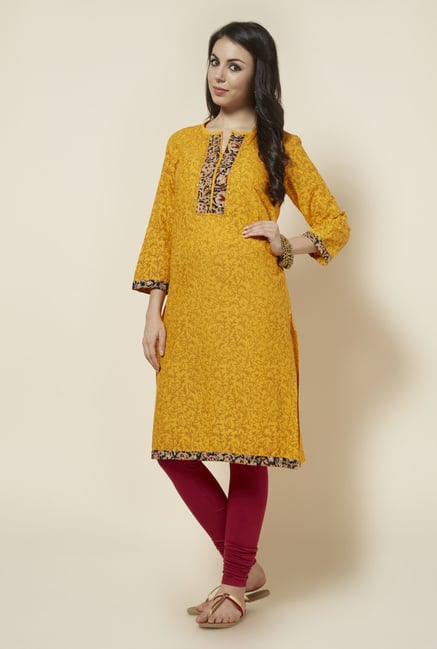 Zudio Yellow Printed Kurta Zudio Yellow Printed Kurta