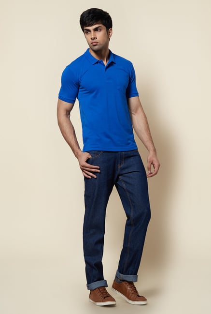 Zudio Blue Solid Polo T Shirt Zudio Blue Solid Polo T Shirt