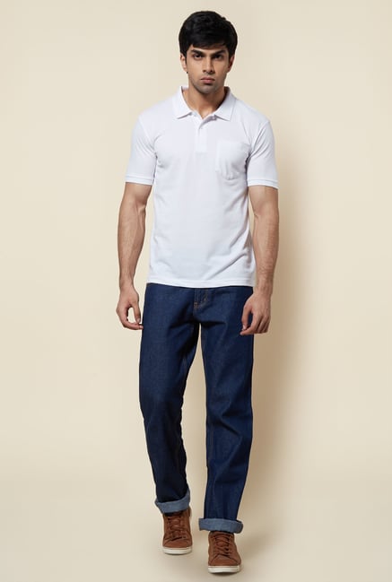 Zudio White Solid Polo T Shirt Zudio White Solid Polo T Shirt