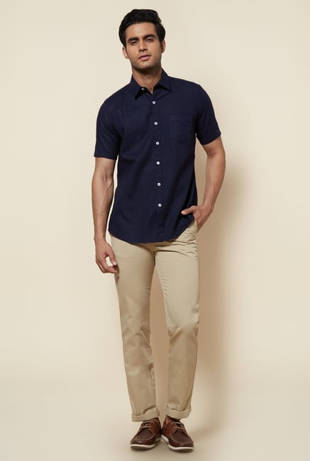 Zudio Dark Navy Solid Shirt Zudio Dark Navy Solid Shirt