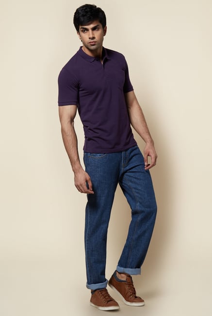 Zudio Purple Solid Polo T Shirt Zudio Purple Solid Polo T Shirt