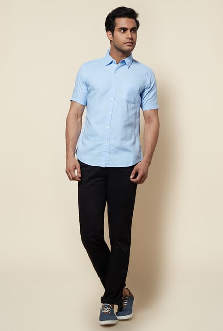 Zudio Sky Blue Solid Shirt Zudio Sky Blue Solid Shirt