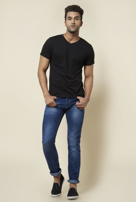 Zudio Black Solid V Neck T Shirt Zudio Black Solid V Neck T Shirt