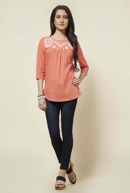Zudio Orange George Solid Top Zudio Orange George Solid Top