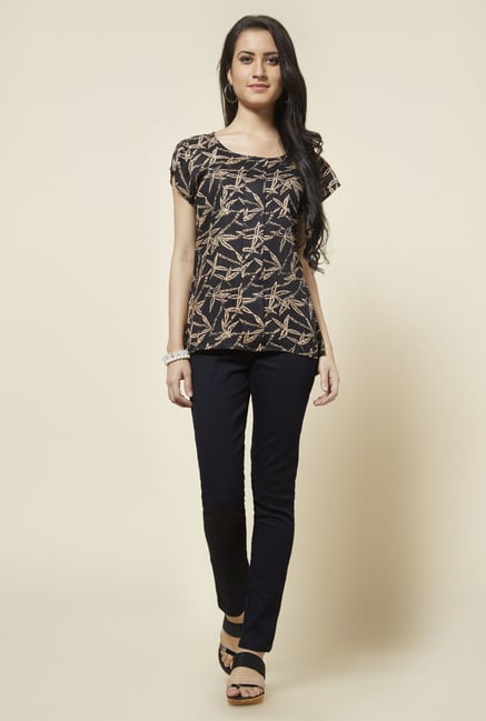 Zudio Black Kathy Printed Top Zudio Black Kathy Printed Top