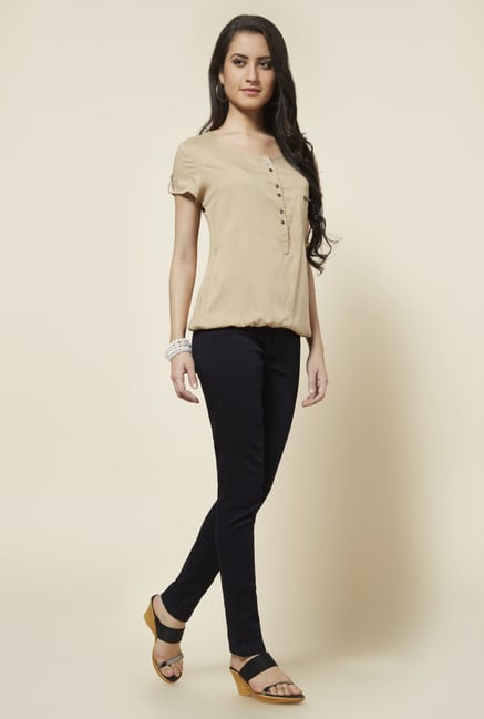 Zudio Taupe Solid Blouse Zudio Taupe Solid Blouse