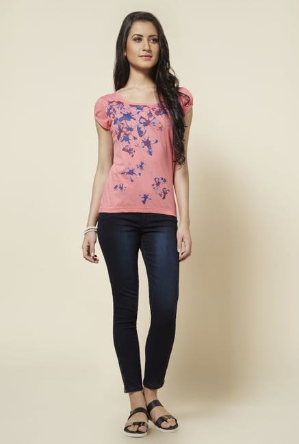 Zudio Coral Printed T Shirt Zudio Coral Printed T Shirt