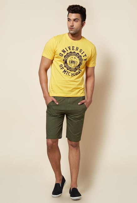 Zudio Yellow Stamp Print T Shirt Zudio Yellow Stamp Print T Shirt