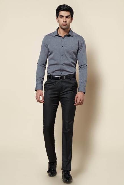Zudio Dark Grey Solid Shirt Zudio Dark Grey Solid Shirt
