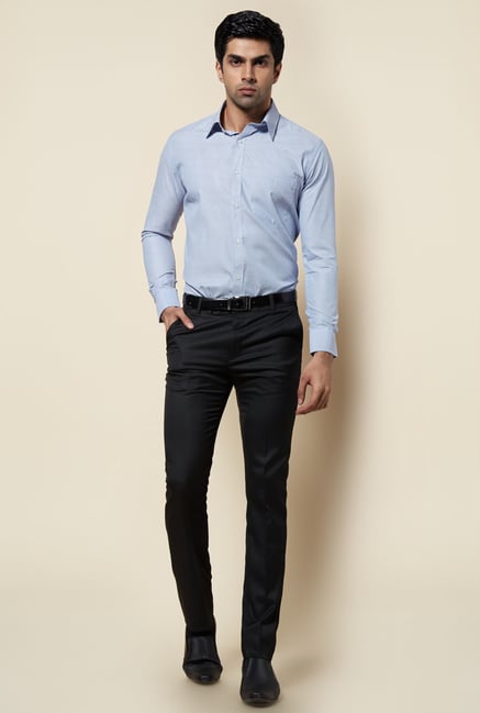 Zudio Black Solid Flat Front Trouser Zudio Black Solid Flat Front Trouser
