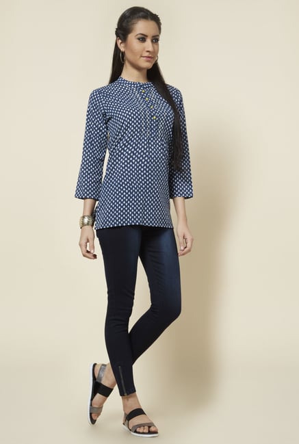 Zudio Indigo Printed Kurti Zudio Indigo Printed Kurti