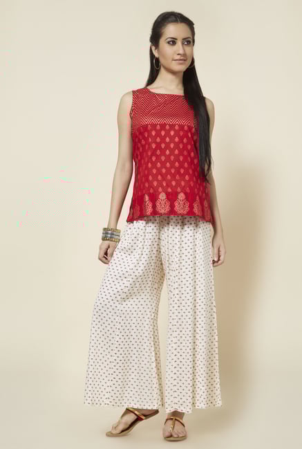 Zudio Red Printed Sleeveless Top Zudio Red Printed Sleeveless Top