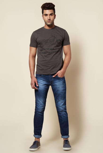 Zudio Brown Vintage Byke Print T Shirt Zudio Brown Vintage Byke Print T Shirt
