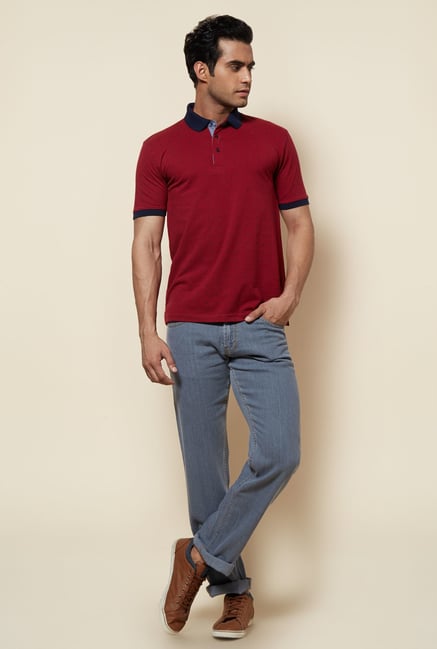 Zudio Maroon Printed Polo T Shirt Zudio Maroon Printed Polo T Shirt