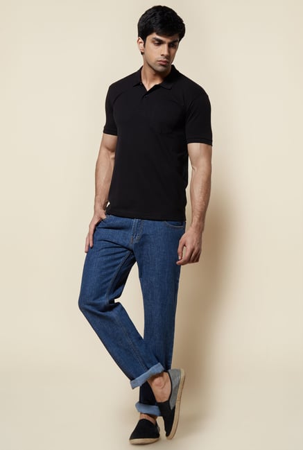 Zudio Black Solid Polo T Shirt Zudio Black Solid Polo T Shirt