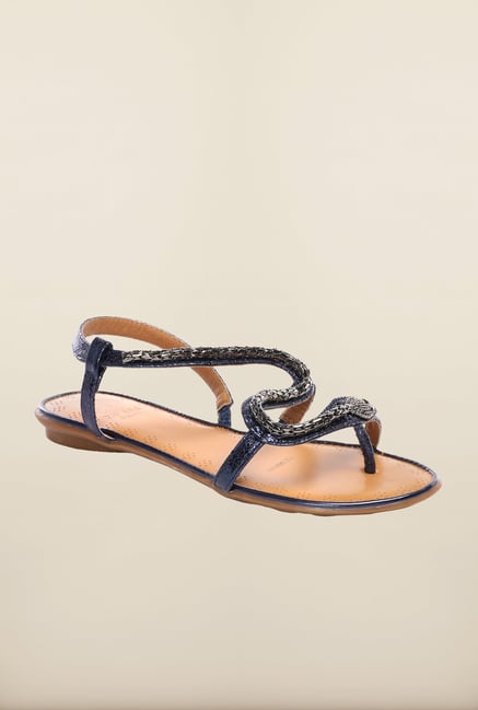Pavers England Navy Flat Sandals Pavers England Navy Flat Sandals