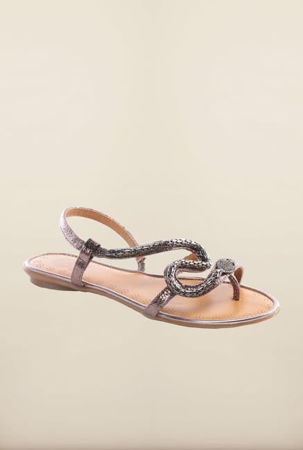 Pavers England Pewter Flat Sandals Pavers England Pewter Flat Sandals