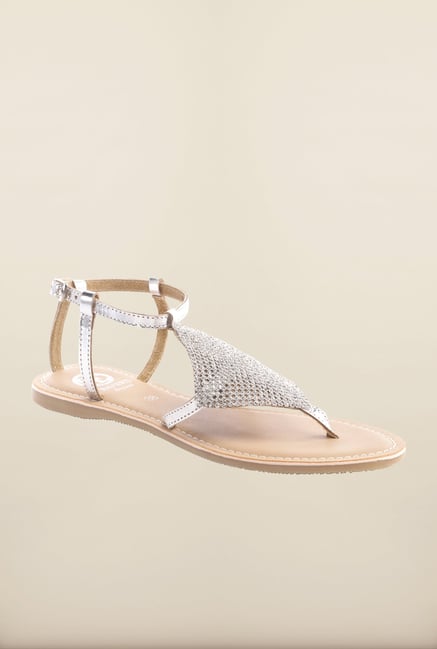 Pavers England Silver Flat Sandals Pavers England Silver Flat Sandals