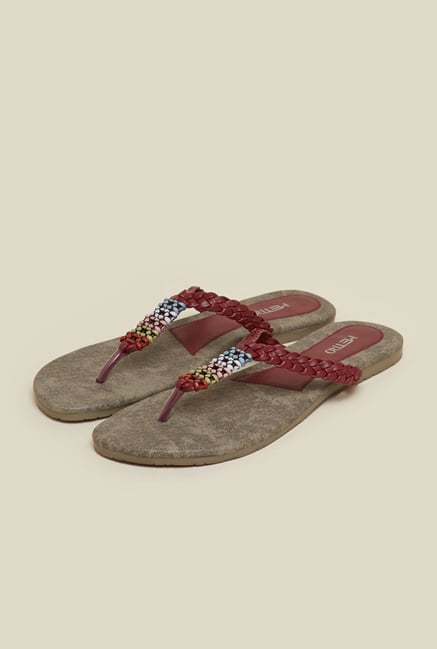 Metro Maroon Flat Sandals Metro Maroon Flat Sandals