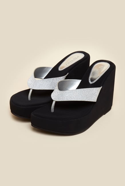 Metro Black & Silver Platform Sandals Metro Black & Silver Platform Sandals