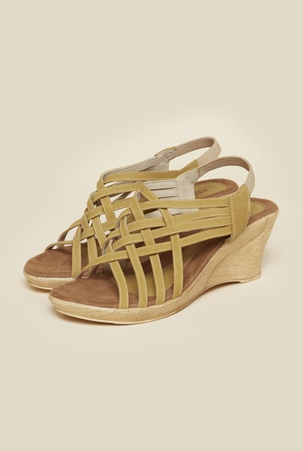 Metro Beige Criss Cross Wedge Sandals Metro Beige Criss Cross Wedge Sandals