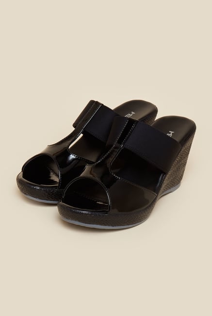 Metro Black Faux Leather Wedges Metro Black Faux Leather Wedges