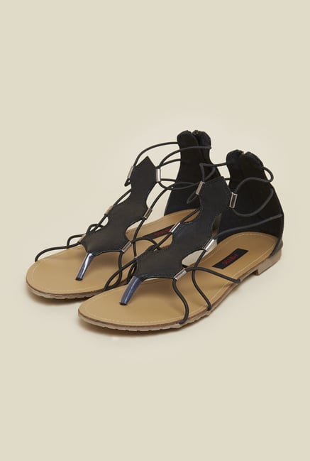 Metro Black Elastic Trim Sandals Metro Black Elastic Trim Sandals