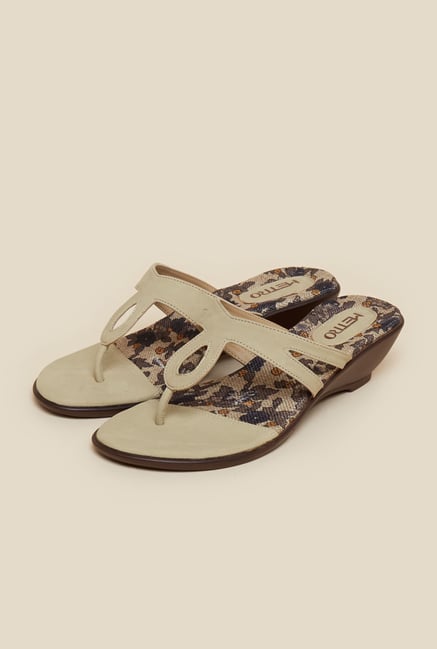 Metro Beige Open Toe Wedges Metro Beige Open Toe Wedges