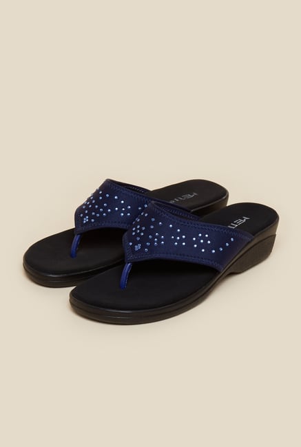 Metro Blue Wedges Slip-On Sandals Metro Blue Wedges Slip-On Sandals