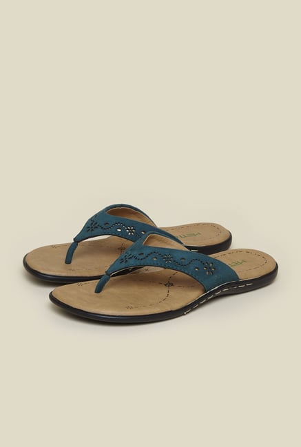 Metro Blue Floral Design Slip-On Sandals Metro Blue Floral Design Slip-On Sandals