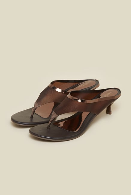 Metro Bronze Backless Slip-On Heels Metro Bronze Backless Slip-On Heels
