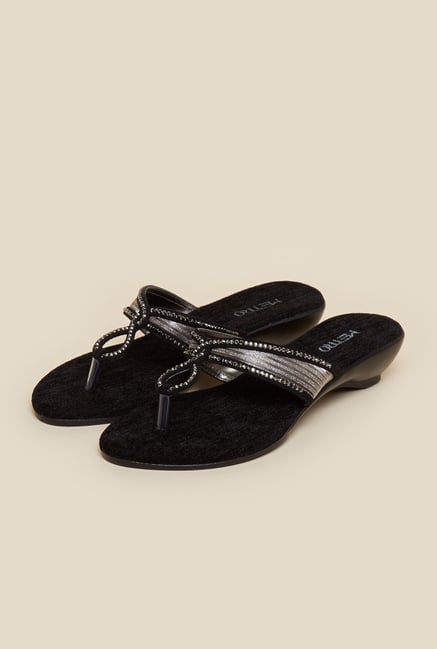 Metro Black & Silver Strap Sandals Metro Black & Silver Strap Sandals