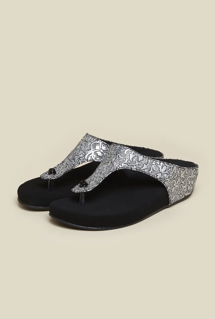 Metro Black & Silver Slip-On Sandals Metro Black & Silver Slip-On Sandals