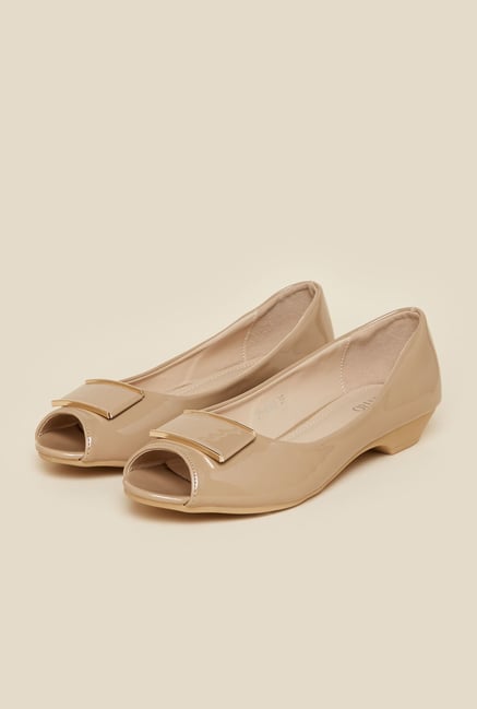 Metro Beige Peep Toe Ballerina Shoes Metro Beige Peep Toe Ballerina Shoes