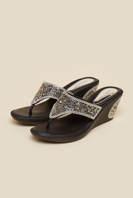 Metro Black Beaded Wedges Metro Black Beaded Wedges