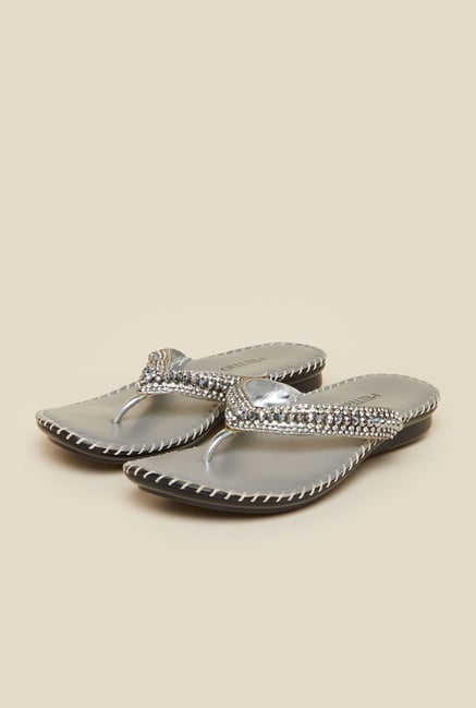 Metro Silver Diamond Studded Sandals Metro Silver Diamond Studded Sandals